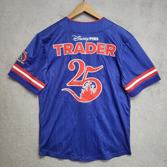 Disney Pin Trader Jersey Adult Small Blue Baseball Button Down Short Sleeve 2025 - Picture 2 of 10